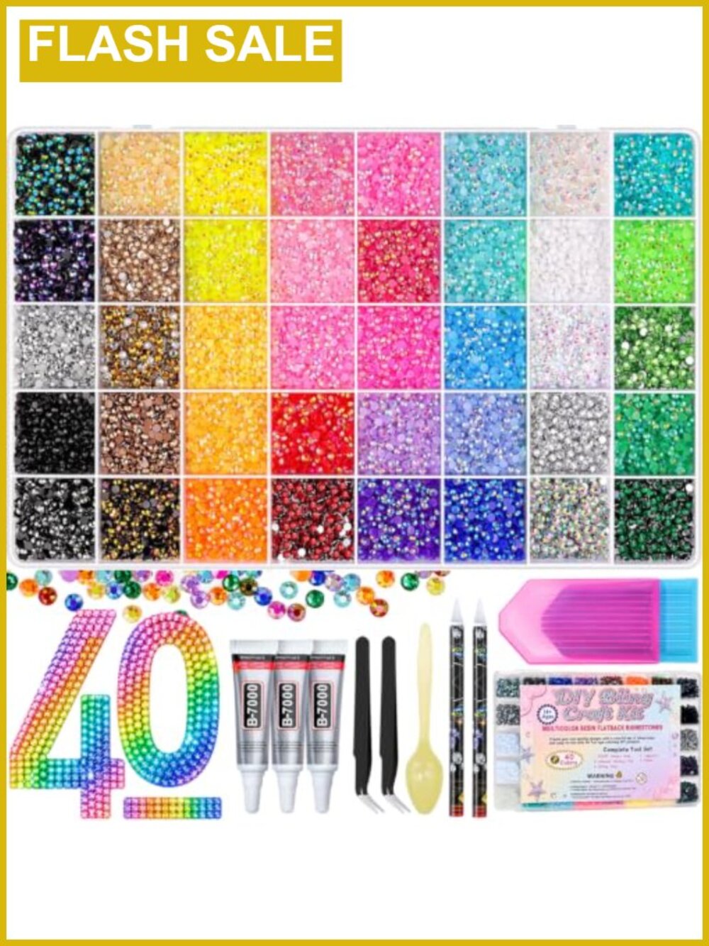 50000 Pcs Bedazzler Kit with Rhinestones, 40 Colors